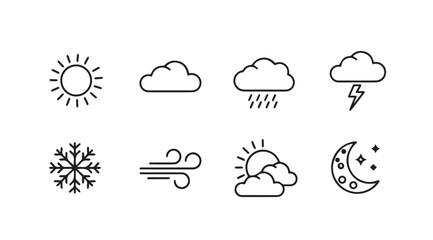 Vector art of weather line icons set