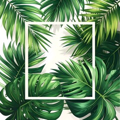 Tropical leaves frame