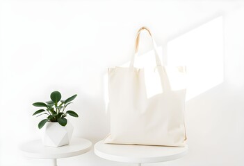 A single tall black paper gift bag with a grey rope handle standing on a tiled floor against a plain wall.