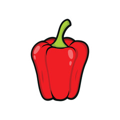 red bell pepper fruit vector illustration