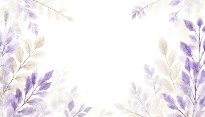 Elegant Watercolor Lavender Floral Border with Soft Pastel Colors for Invitations