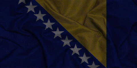 Grey Abstract Dark Holographic Fabric Texture Background Bosnia And Herzegovina  Flag