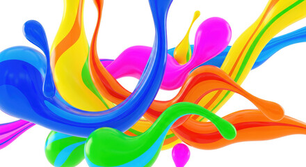 Vibrant cascade of liquid rainbow hues on a sleek black backdrop