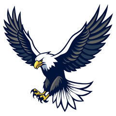 Flying Eagle Color full with Spread Wings – Powerful Bird Illustration.