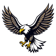 Flying Eagle Color full with Spread Wings – Powerful Bird Illustration.
