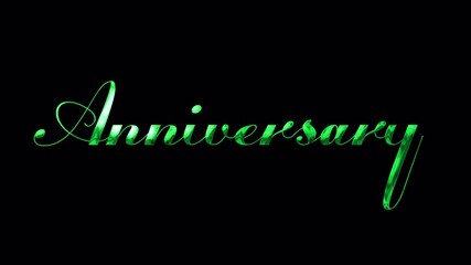 Green cursive font of the word anniversary. Perfect for cards, invitations, social media posts, and anniversaryrelated designs.