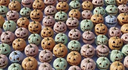 Obraz premium Halloween Pumpkin Patch A Spooky & Colorful Season Display of Carved Jack-o'-Lanterns