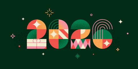 Modern vector illustrations, greeting cards, website banners, social media banners. Merry Christmas and Happy New Year 2026.