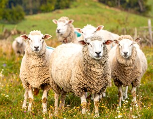 A group of sheep in a grassy field