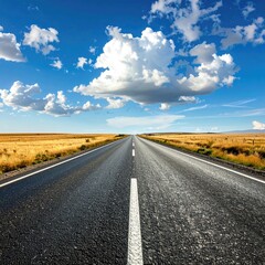 Fototapeta premium Open road stretching into a bright blue sky