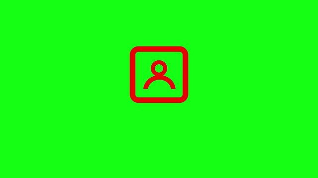 profile red icon background animated, logo symbol, social media, green screen