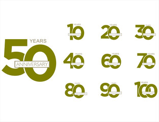 Set of Anniversary logotype design, Anniversary Logo golden laurel for celebration event, invitation, greeting, Infinity logo vector illustration, web template, flyer 