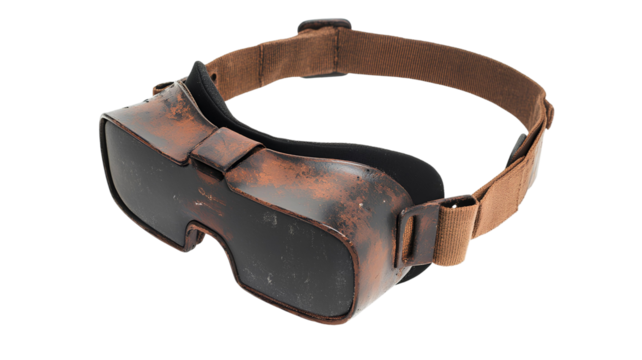 Vintage virtual reality glasses on transparent background