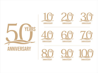 Set of Anniversary logotype design, Anniversary Logo golden laurel for celebration event, invitation, greeting, Infinity logo vector illustration, web template, flyer 
