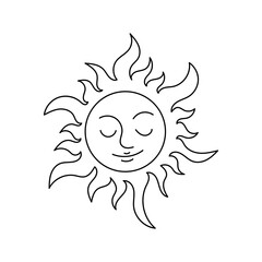 Vector set of linear boho icon and symbol sun logo design templates and prints abstract design elements for decoration in modern minimalist style for social media posts, stories
