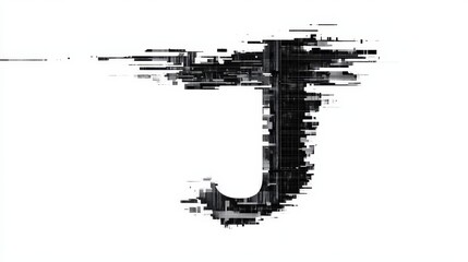 Obraz premium The artwork displays a glitchy letter J in a thin hacker font, emphasizing a serious digital vibe with striking high definition details