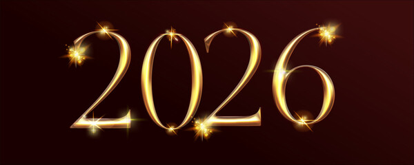 2026 gold and glimmer star background. Gold 2026 with sparkle and star for Christmas design