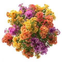 Vibrant bouquet of colorful small flowers in a mix of pink orange and yellow hues