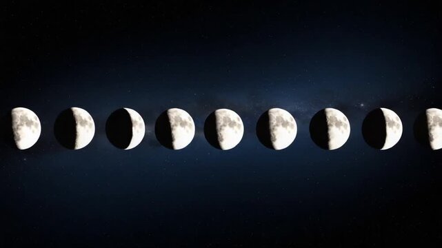 Phases of the Moon - A Celestial Journey Through the Night Sky.