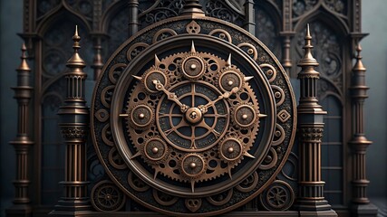 3D illustration of abstract geometric composition,digital art works. Computer generated graphics.Antique clock isolated on a white background. 3d render.