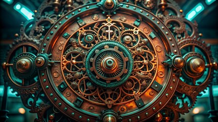 Obraz premium 3D illustration of abstract geometric composition,digital art works. Computer generated graphics.Antique clock isolated on a white background. 3d render.