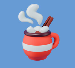 Hot cocoa mug 3D vector icon