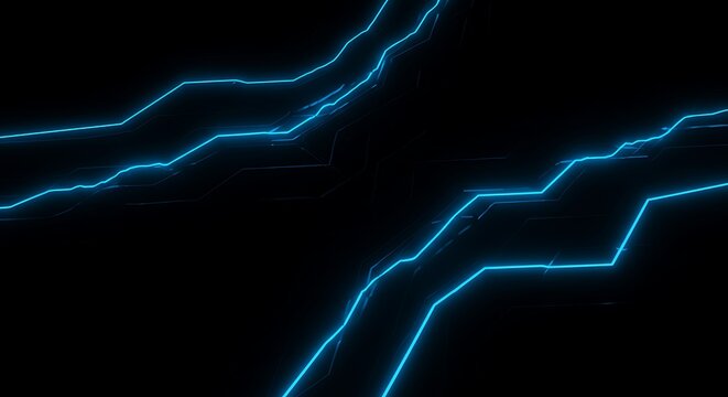 Abstract electric blue lightning bolt energy heart on black