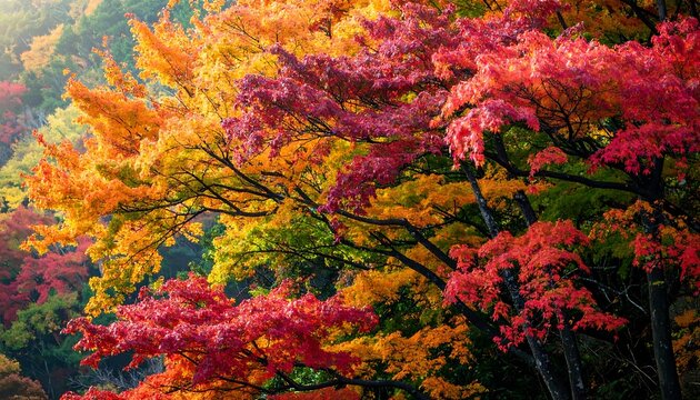 Autumn foliage vibrant colors