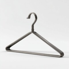 A single metal clothes hanger with multiple stacked wires on a white background