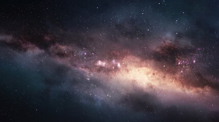 Deep space with colorful nebulae and numerous stars cosmic clouds glow with light