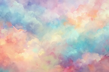 Dreamy pastel watercolor cloudscape texture with vibrant colors and soft light