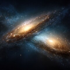 Obraz premium Two spiral galaxies in the vastness of space displaying bright stars nebulae and cosmic dust 111 characters