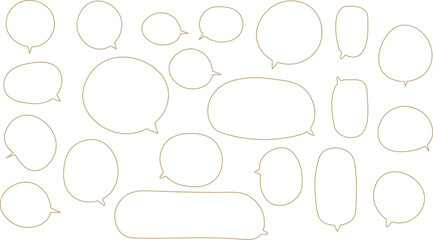The bubbles are drawn in a hand-drawn or casual vector style, showcasing a wide variety of shapes and sizes.　Orange color.