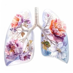 Floral lungs, transparent, botanical