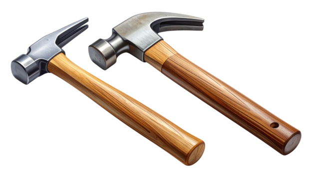 Pair of Construction Hammer Designs in Different Styles isolated on transparent background