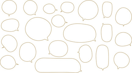 The bubbles are drawn in a hand-drawn or casual vector style, showcasing a wide variety of shapes and sizes.　Orange color.