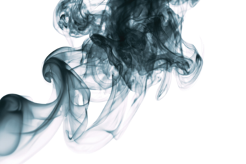 Abstract, swirling grey smoke billows and curls gracefully against a solid transparent background, creating a dynamic, atmospheric visual effect. background removed
