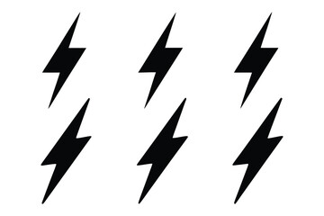lightning bolt icons vector set, electric energy symbol, thunderbolt icon
