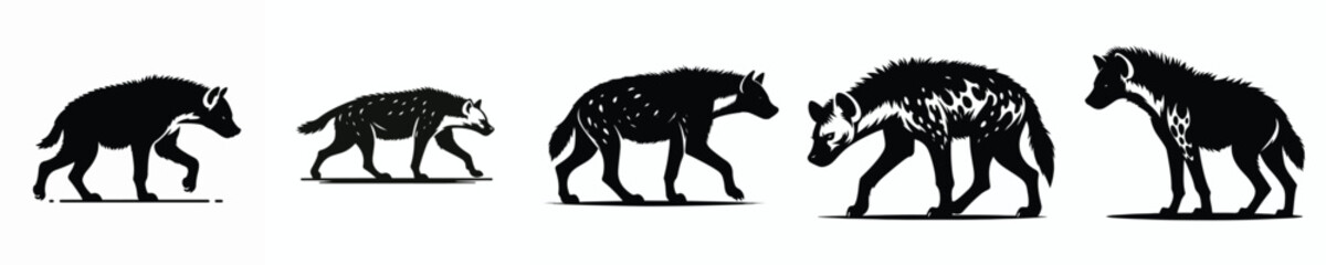 black and white silhouette vector of a hyena