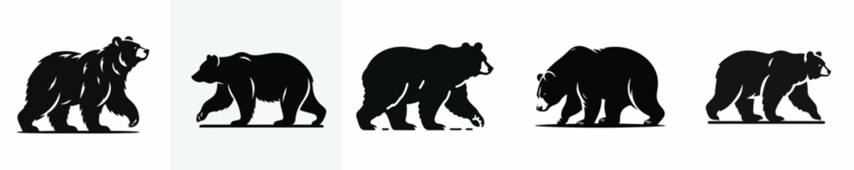 vector black and white silhouette of a bear