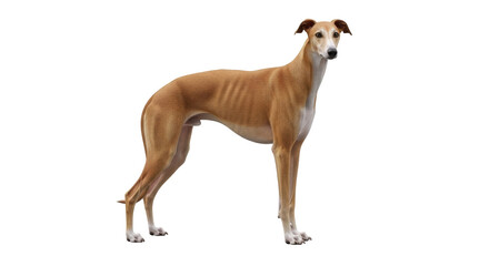 Isolated slender greyhound breed stands, elegant dog, perfect for pet product advertising