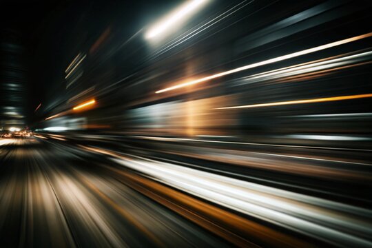 Abstract blurred motion high speed city road at night time