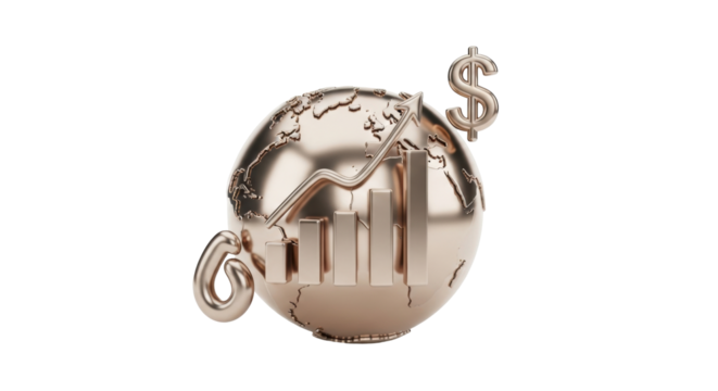Isolated economy and business growth concept showing global increase of investment dollar