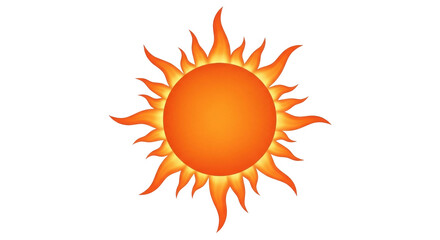 Isolated Orange Sun Symbol Radiating Light and Heat Energy Source with Pointed Flames