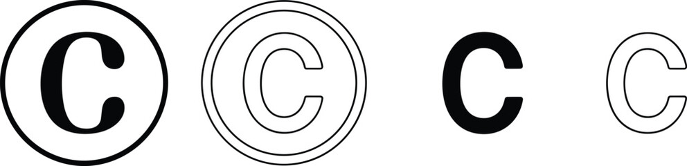 Copyright symbol vector illustration with bold and outline styles, intellectual property protection icon, legal rights mark design, creative business brand identity concept graphic