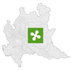 Lombardy regional coat of arms and map, Italy, vector illustration