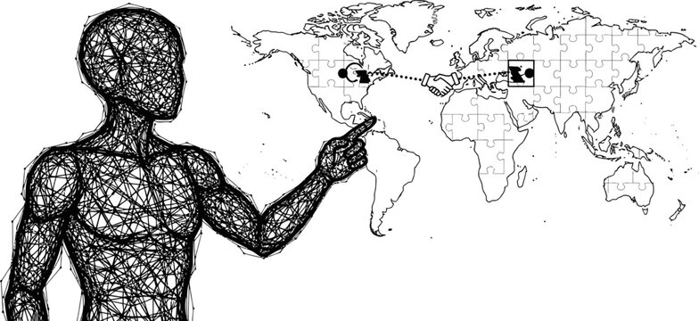 strategic mind forges global connections, mapping world trade and collaboration