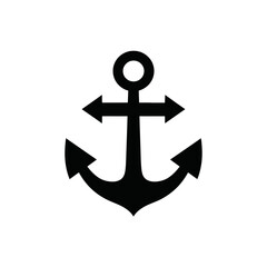 Obraz premium Black and white anchor illustration vector graphic scalable maritime nautical symbol for design projects silhouette
