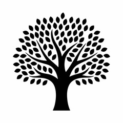 Elegant black silhouette tree illustration vector graphic scalable icon for nature themed designs silhouette