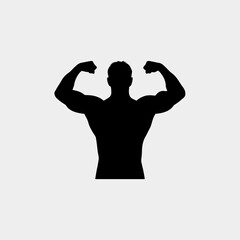 Fototapeta premium Silhouette of muscular man torso flexing biceps vector illustration scalable graphic icon silhouette